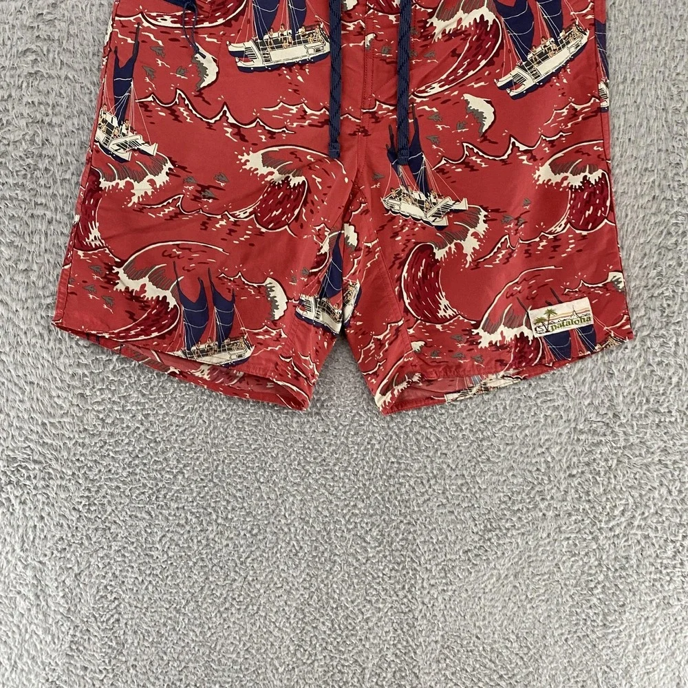Patagonia Pataloha Board Shorts Mens 30‎ Red Sailing Catamaran Beach Sumer Boat